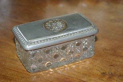 glass box metal lid registered no 573344|Antique Dressing Table Glass Box .